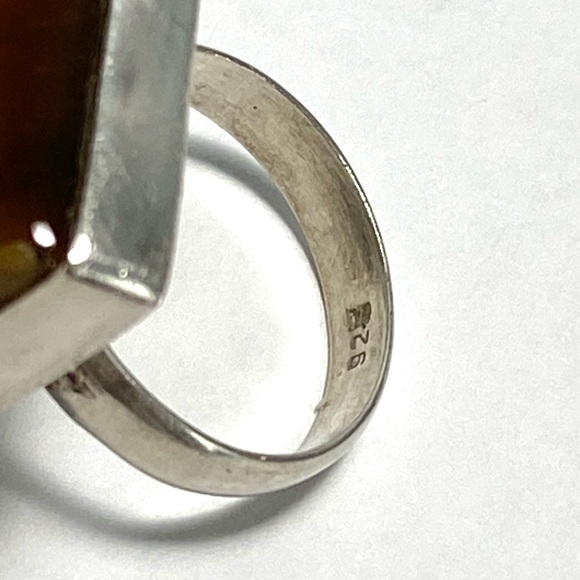 Tiger’s Eye 925 Artisan Native Ring Sterling Silver Size 7.25 Square 11.82g - Picture 3 of 12